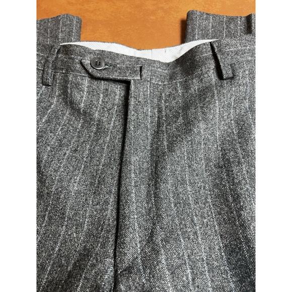 Luciano Barbera Men’s Gray Pinstripe Tweed Wool Dress...